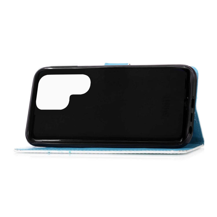 For Samsung Galaxy S22 Ultra 5G Colored Drawing Pattern Plain Weave Leather Phone Case with Holder & Card Slot & Wallet & Lanyard
