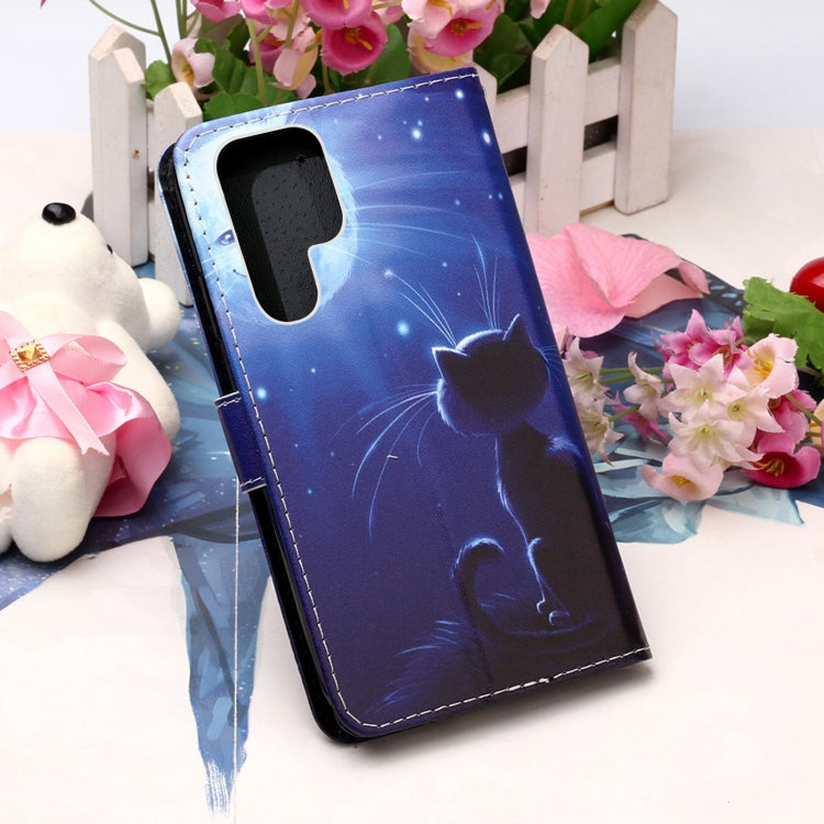 For Samsung Galaxy S22 Ultra 5G Colored Drawing Pattern Plain Weave Leather Phone Case with Holder & Card Slot & Wallet & Lanyard