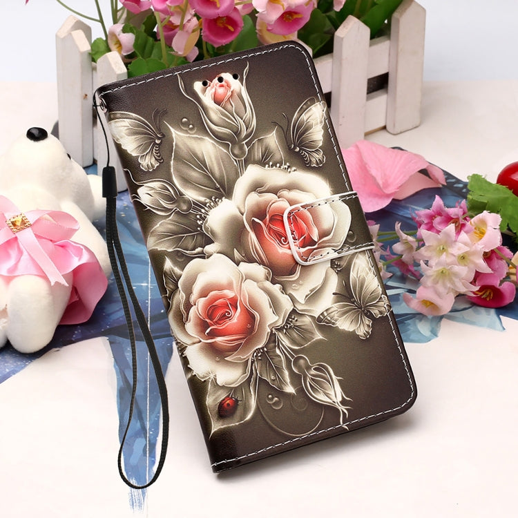 For Samsung Galaxy S22 Ultra 5G Colored Drawing Pattern Plain Weave Leather Phone Case with Holder & Card Slot & Wallet & Lanyard