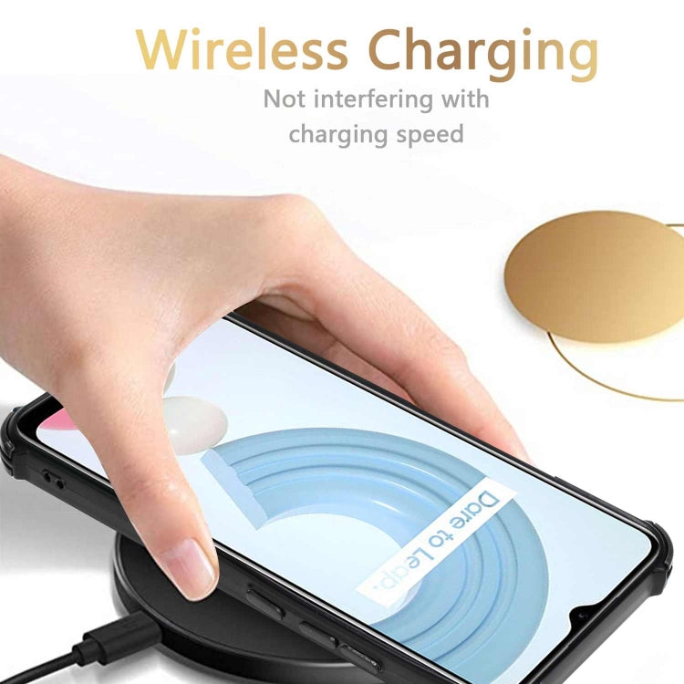 For OPPO Realme C21Y Dream PU + TPU Four-corner Shockproof Phone Back Cover Case with Card Slots & Holder