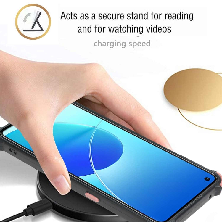 For OPPO Reno6 4G Dream PU + TPU Four-corner Shockproof Phone Back Cover Case with Card Slots & Holder