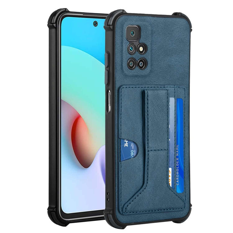 For Xiaomi Redmi 10 / 10 Prime Dream PU + TPU Four-corner Shockproof Phone Back Cover Case with Card Slots & Holder