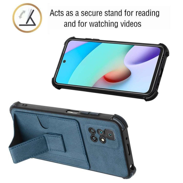 For Xiaomi Redmi 10 / 10 Prime Dream PU + TPU Four-corner Shockproof Phone Back Cover Case with Card Slots & Holder