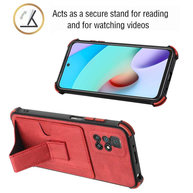 For Xiaomi Redmi 10 / 10 Prime Dream PU + TPU Four-corner Shockproof Phone Back Cover Case with Card Slots & Holder