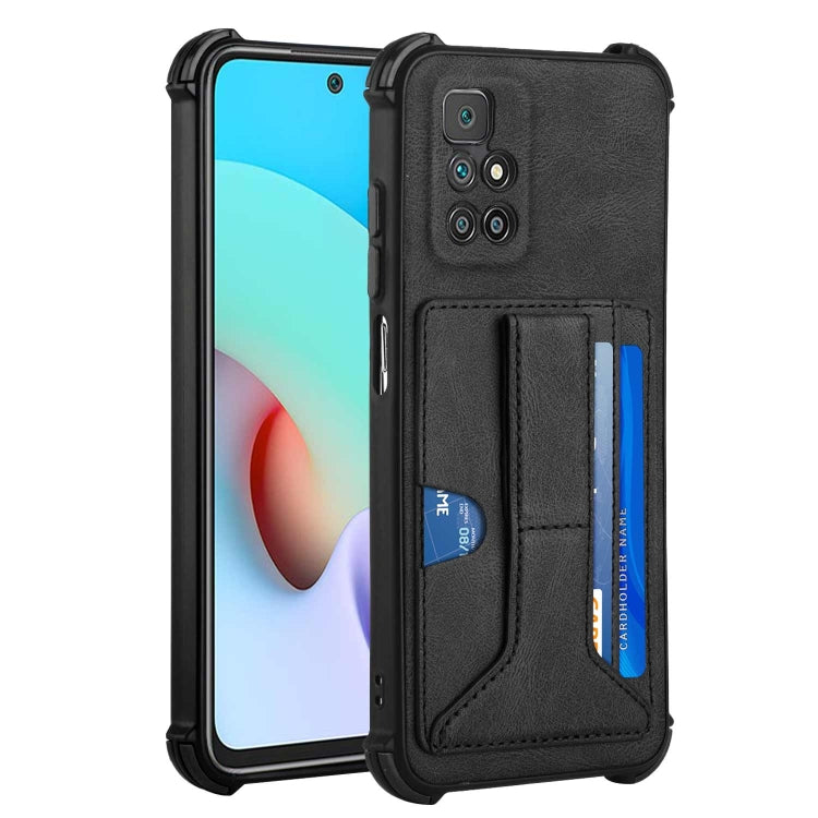For Xiaomi Redmi 10 / 10 Prime Dream PU + TPU Four-corner Shockproof Phone Back Cover Case with Card Slots & Holder