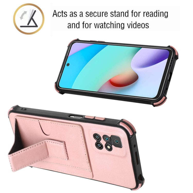 For Xiaomi Redmi 10 / 10 Prime Dream PU + TPU Four-corner Shockproof Phone Back Cover Case with Card Slots & Holder