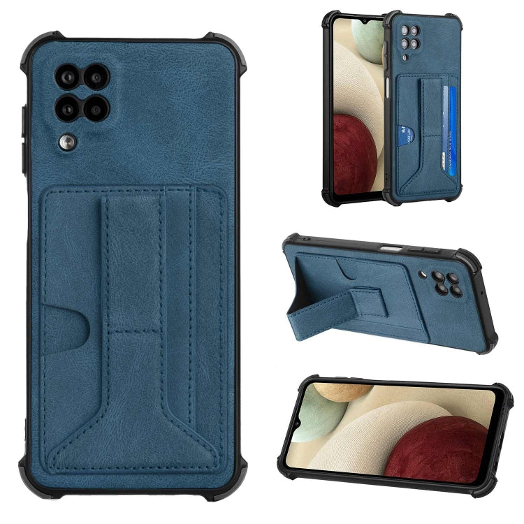 For Samsung Galaxy A12 5G Dream PU + TPU Four-corner Shockproof Phone Back Cover Case with Card Slots & Holder