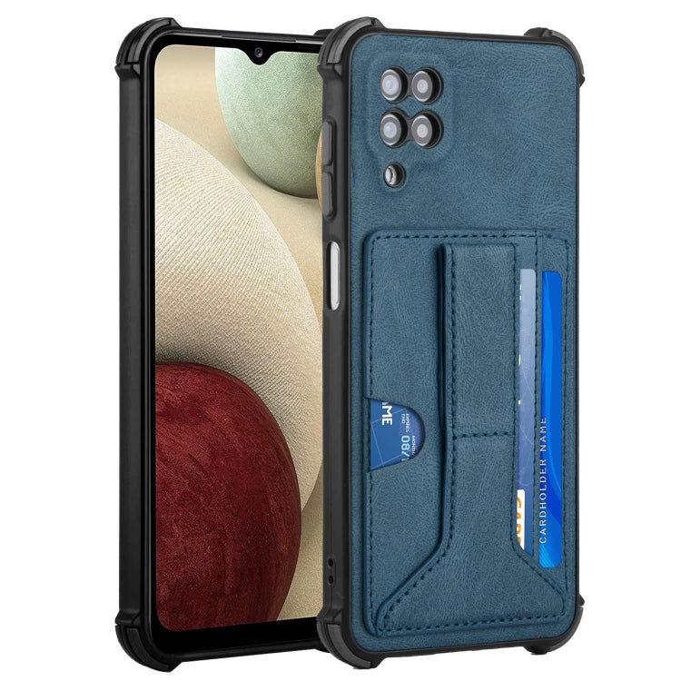 For Samsung Galaxy A12 5G Dream PU + TPU Four-corner Shockproof Phone Back Cover Case with Card Slots & Holder