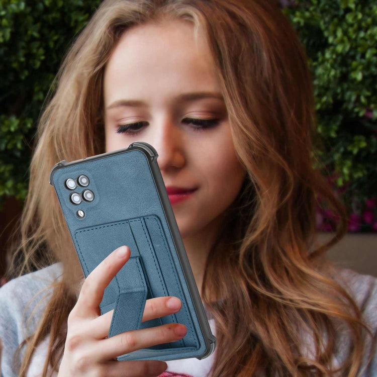 For Samsung Galaxy A12 5G Dream PU + TPU Four-corner Shockproof Phone Back Cover Case with Card Slots & Holder