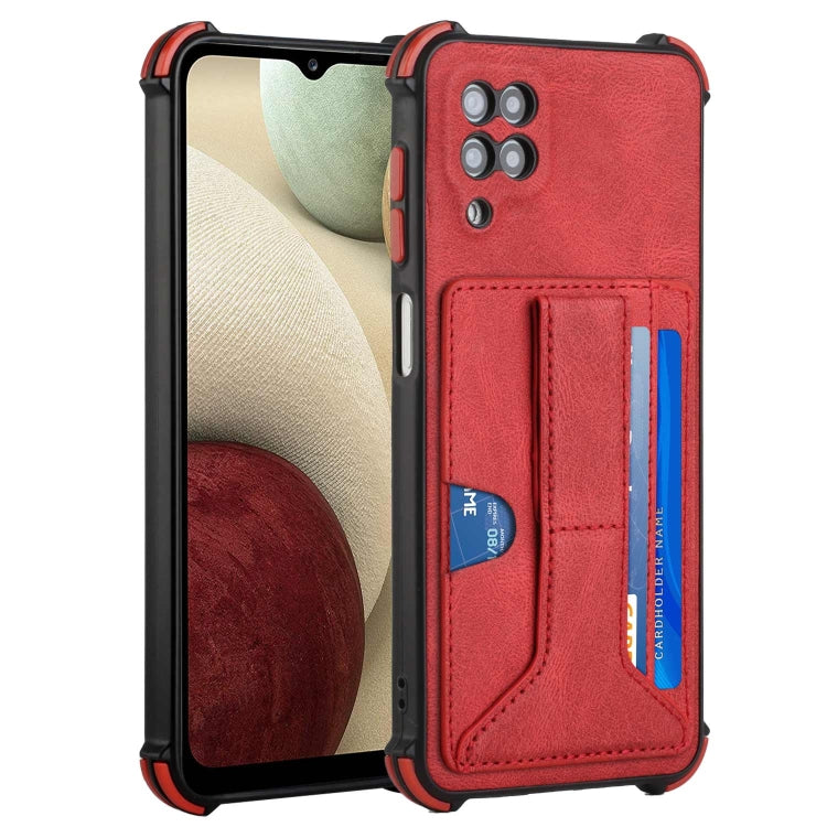 For Samsung Galaxy A12 5G Dream PU + TPU Four-corner Shockproof Phone Back Cover Case with Card Slots & Holder