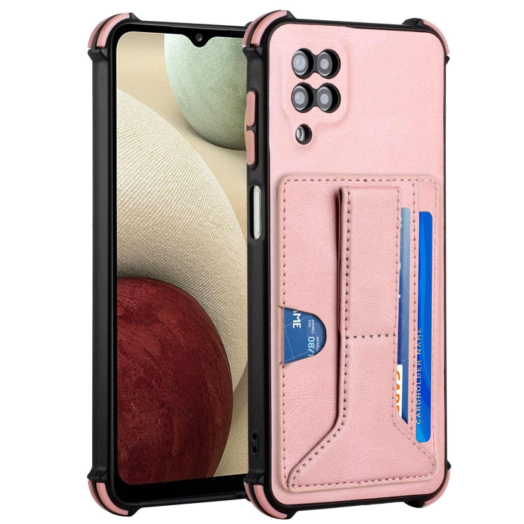 For Samsung Galaxy A12 5G Dream PU + TPU Four-corner Shockproof Phone Back Cover Case with Card Slots & Holder