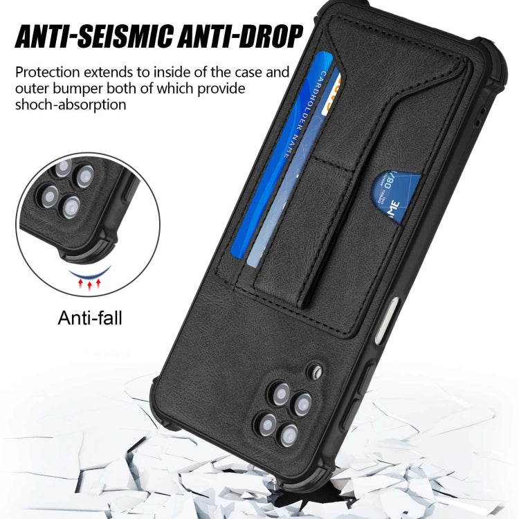 For Samsung Galaxy A12 5G Dream PU + TPU Four-corner Shockproof Phone Back Cover Case with Card Slots & Holder