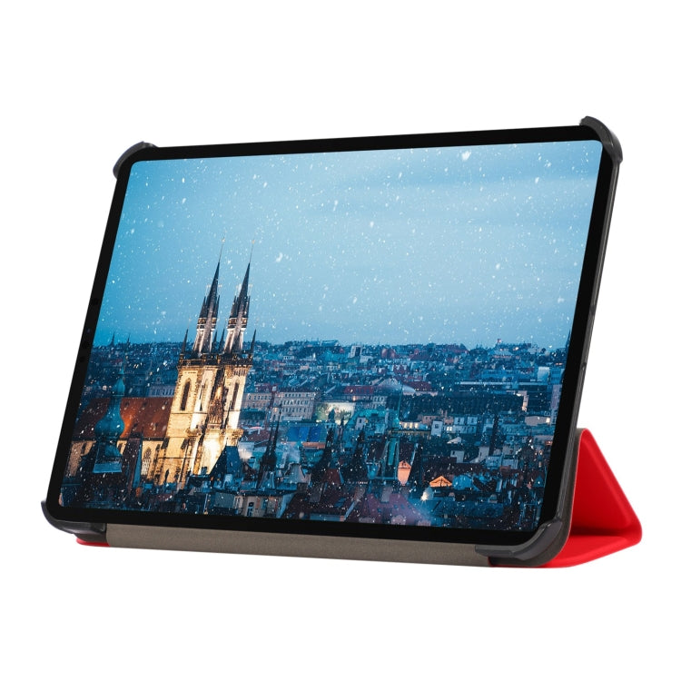 For iPad mini 6 3-folding Skin Texture Horizontal Flip TPU + PU Tablet Leather Case with Holder
