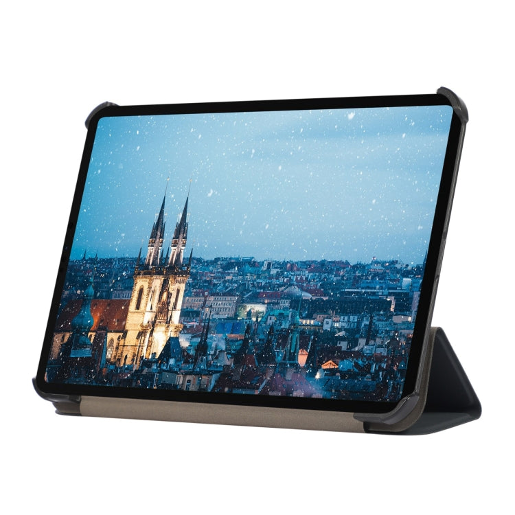 For iPad mini 6 3-folding Skin Texture Horizontal Flip TPU + PU Tablet Leather Case with Holder