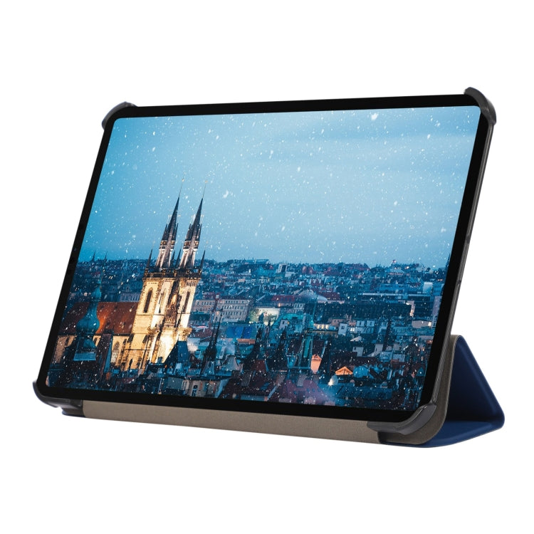 For iPad mini 6 3-folding Skin Texture Horizontal Flip TPU + PU Tablet Leather Case with Holder