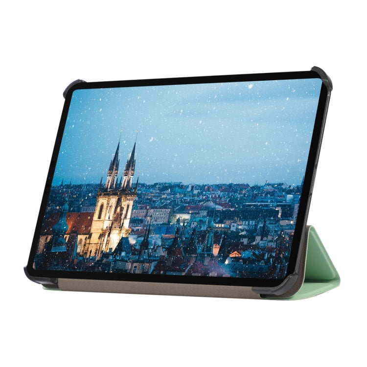 For iPad mini 6 3-folding Skin Texture Horizontal Flip TPU + PU Tablet Leather Case with Holder