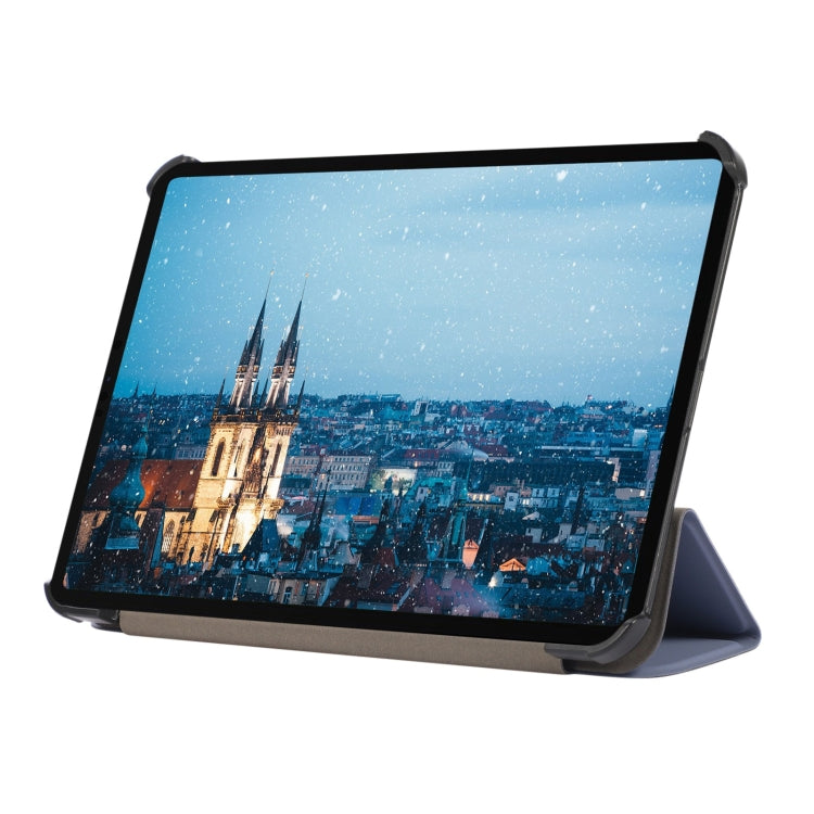For iPad mini 6 3-folding Skin Texture Horizontal Flip TPU + PU Tablet Leather Case with Holder