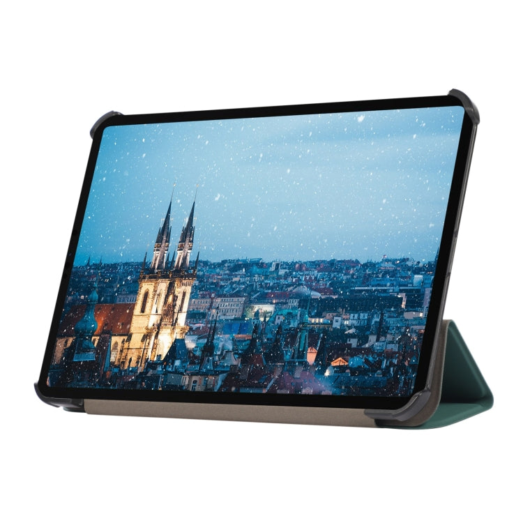 For iPad mini 6 3-folding Skin Texture Horizontal Flip TPU + PU Tablet Leather Case with Holder