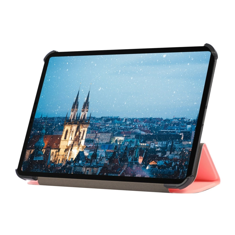 For iPad mini 6 3-folding Skin Texture Horizontal Flip TPU + PU Tablet Leather Case with Holder
