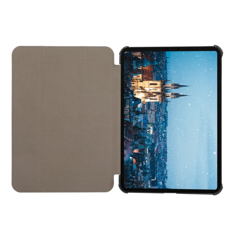 For iPad mini 6 3-folding Skin Texture Horizontal Flip TPU + PU Tablet Leather Case with Holder