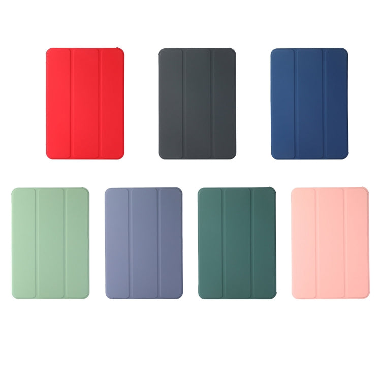 For iPad mini 6 3-folding Skin Texture Horizontal Flip TPU + PU Tablet Leather Case with Holder