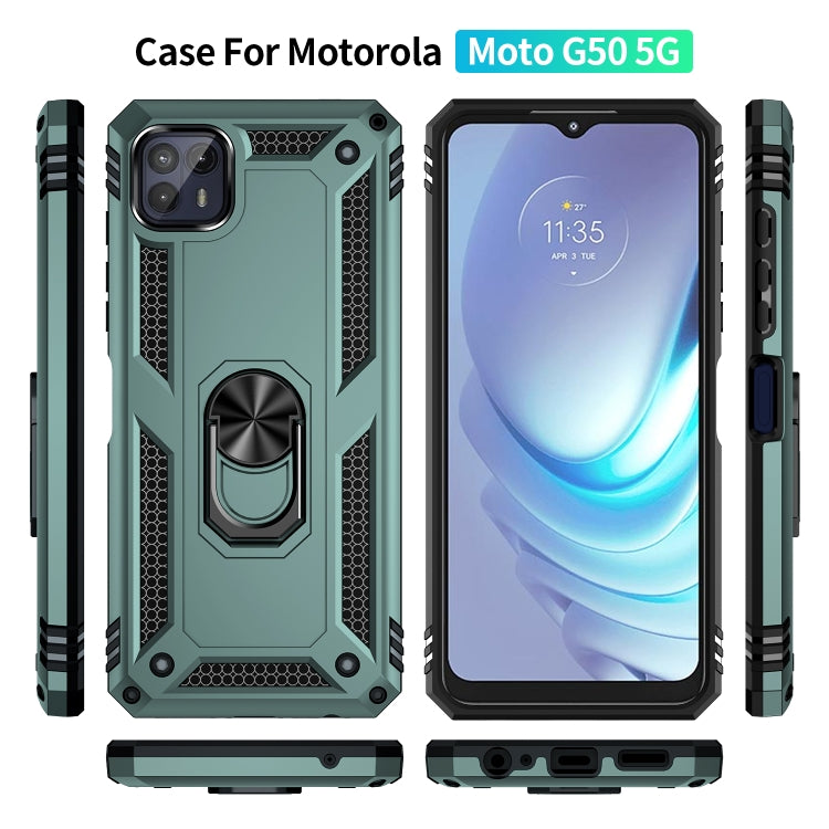 For Motorola Moto G50 5G Shockproof TPU + PC Protective Phone Case with 360 Degree Rotating Holder