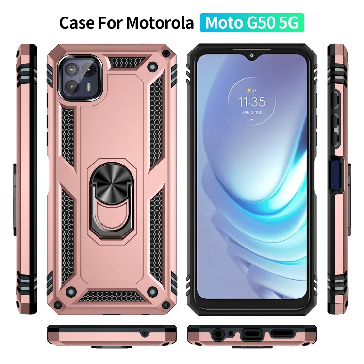 For Motorola Moto G50 5G Shockproof TPU + PC Protective Phone Case with 360 Degree Rotating Holder