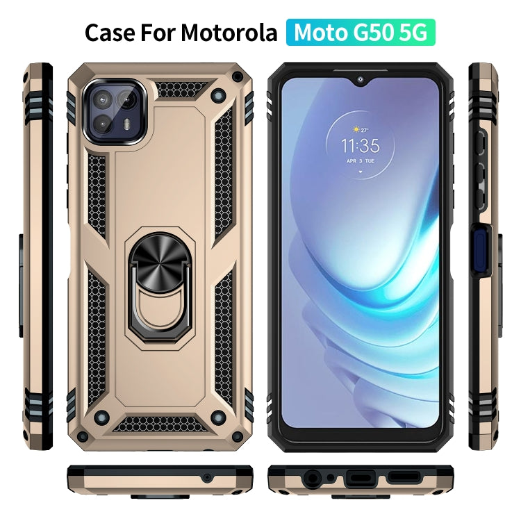 For Motorola Moto G50 5G Shockproof TPU + PC Protective Phone Case with 360 Degree Rotating Holder