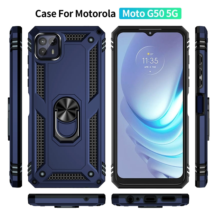 For Motorola Moto G50 5G Shockproof TPU + PC Protective Phone Case with 360 Degree Rotating Holder