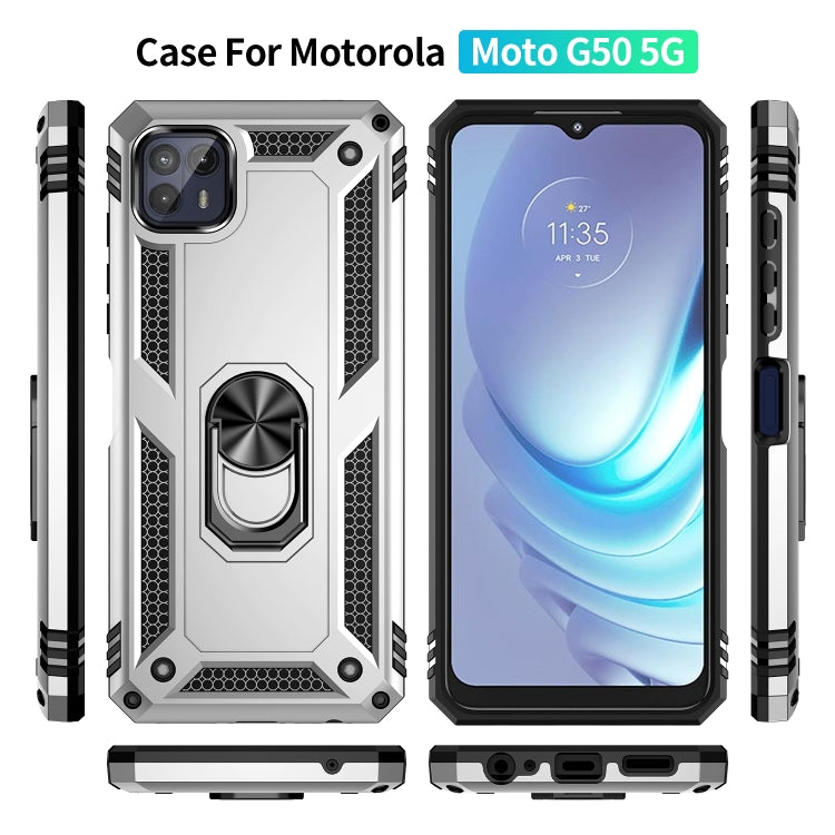 For Motorola Moto G50 5G Shockproof TPU + PC Protective Phone Case with 360 Degree Rotating Holder