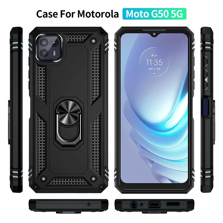 For Motorola Moto G50 5G Shockproof TPU + PC Protective Phone Case with 360 Degree Rotating Holder