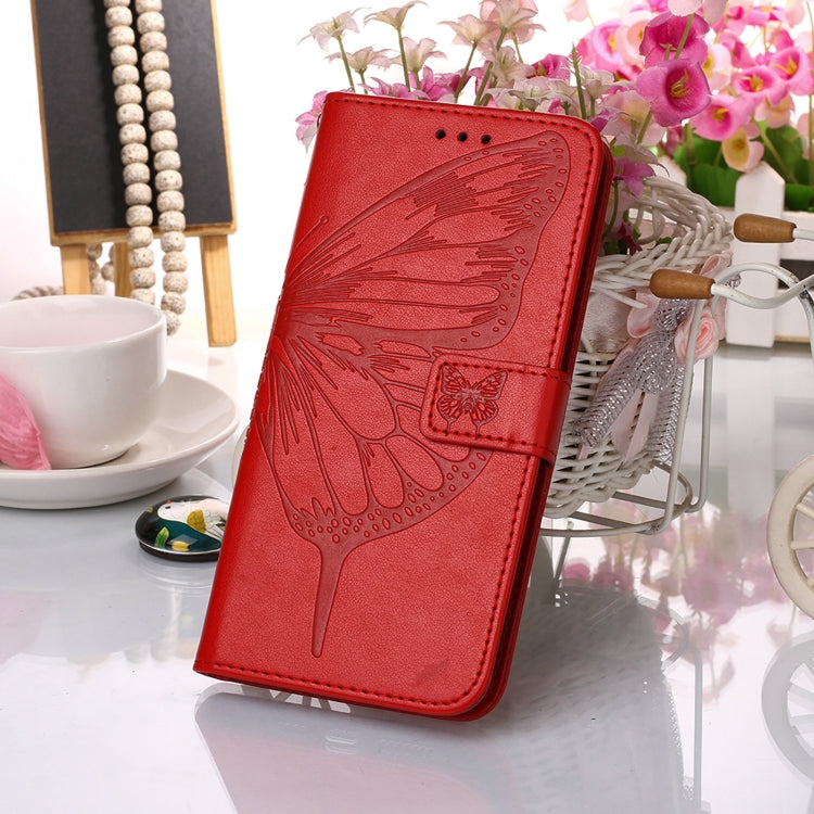 For Samsung Galaxy A13 5G Embossed Butterfly Leather Phone Case with Holder & Card Slot & Wallet & Lanyard