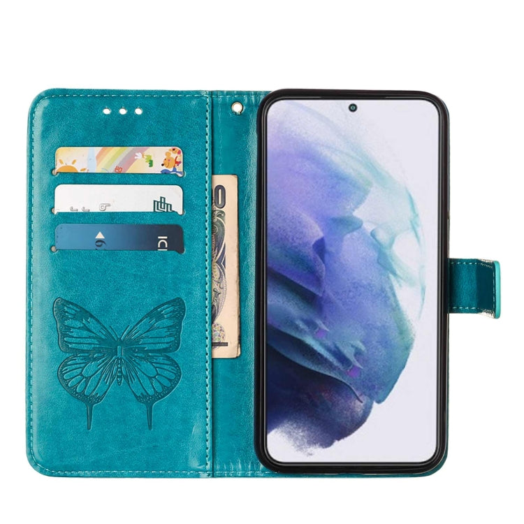 For Samsung Galaxy S22+ 5G Embossed Butterfly Leather Phone Case with Holder & Card Slot & Wallet & Lanyard
