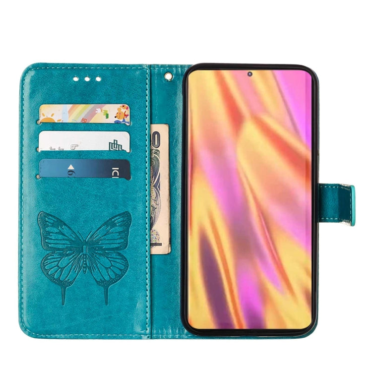 For Samsung Galaxy S22 Ultra 5G Embossed Butterfly Leather Phone Case with Holder & Card Slot & Wallet & Lanyard