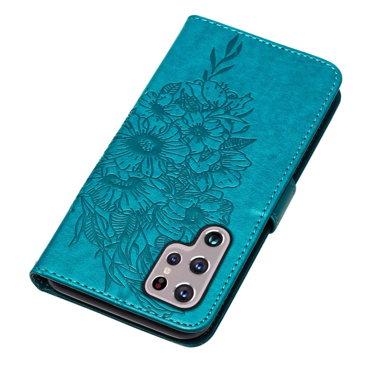 For Samsung Galaxy S22 Ultra 5G Embossed Butterfly Leather Phone Case with Holder & Card Slot & Wallet & Lanyard