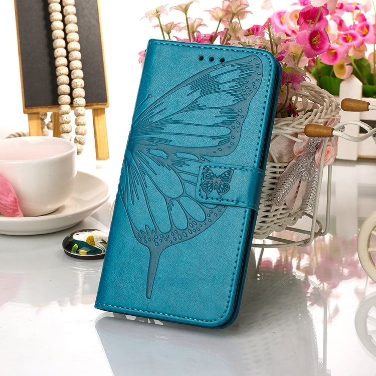 For Samsung Galaxy S22 Ultra 5G Embossed Butterfly Leather Phone Case with Holder & Card Slot & Wallet & Lanyard