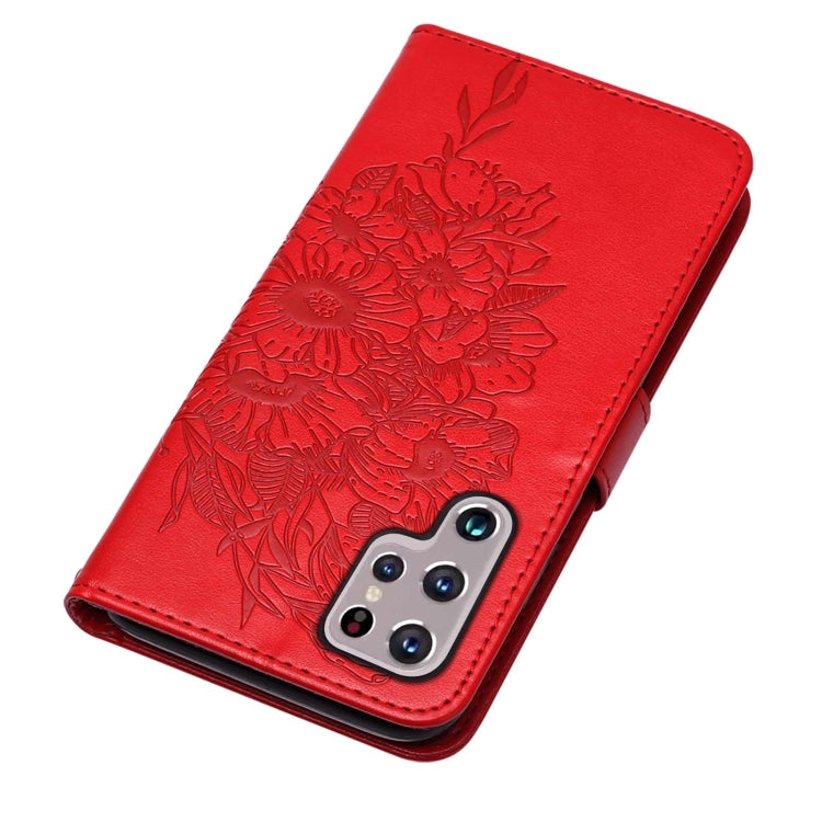 For Samsung Galaxy S22 Ultra 5G Embossed Butterfly Leather Phone Case with Holder & Card Slot & Wallet & Lanyard