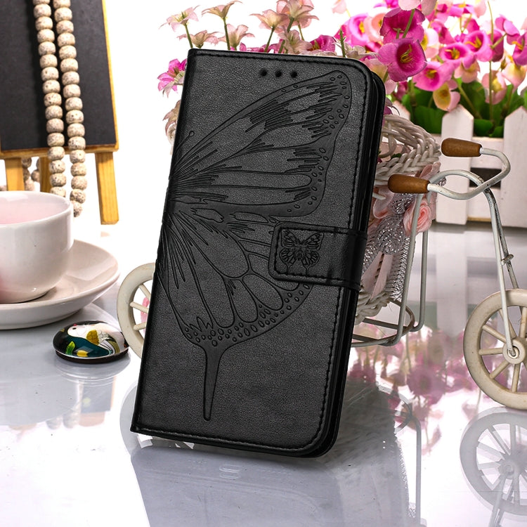 For Samsung Galaxy S22 Ultra 5G Embossed Butterfly Leather Phone Case with Holder & Card Slot & Wallet & Lanyard