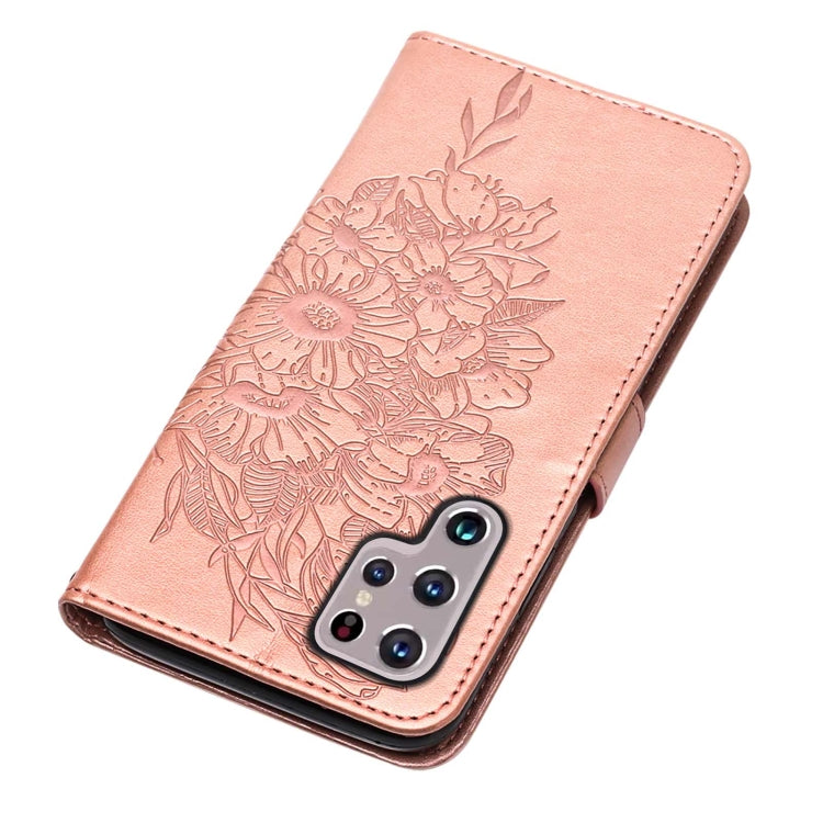 For Samsung Galaxy S22 Ultra 5G Embossed Butterfly Leather Phone Case with Holder & Card Slot & Wallet & Lanyard