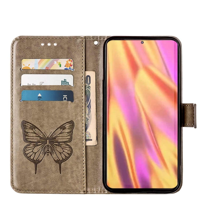 For Samsung Galaxy S22 Ultra 5G Embossed Butterfly Leather Phone Case with Holder & Card Slot & Wallet & Lanyard