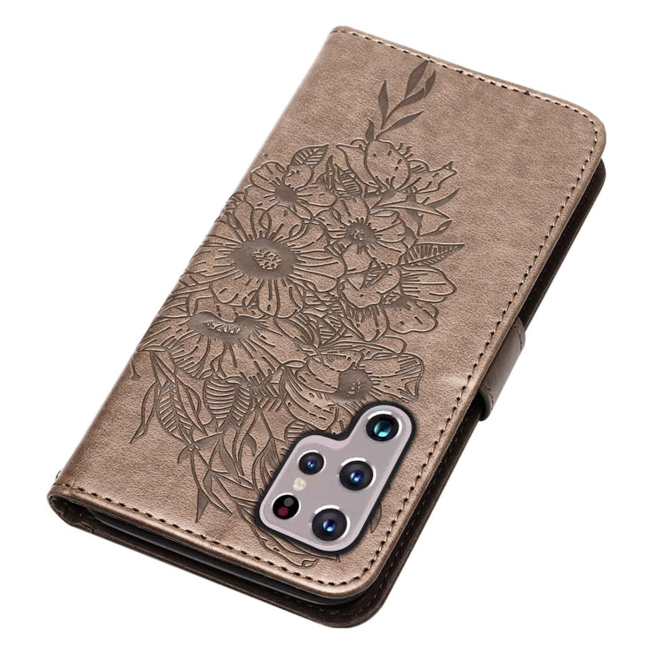 For Samsung Galaxy S22 Ultra 5G Embossed Butterfly Leather Phone Case with Holder & Card Slot & Wallet & Lanyard
