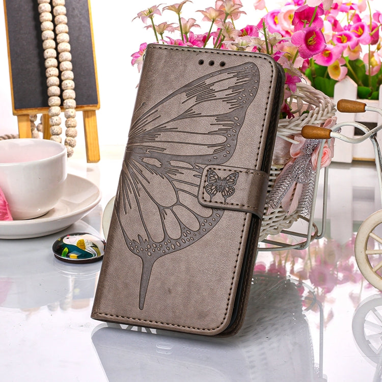 For Samsung Galaxy S22 Ultra 5G Embossed Butterfly Leather Phone Case with Holder & Card Slot & Wallet & Lanyard