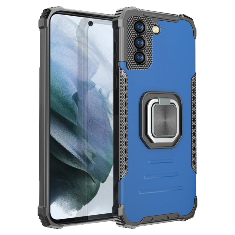 For Samsung Galaxy S21 FE Fierce Warrior Series Armor Aluminum Alloy + TPU Phone Case with Ring Holder