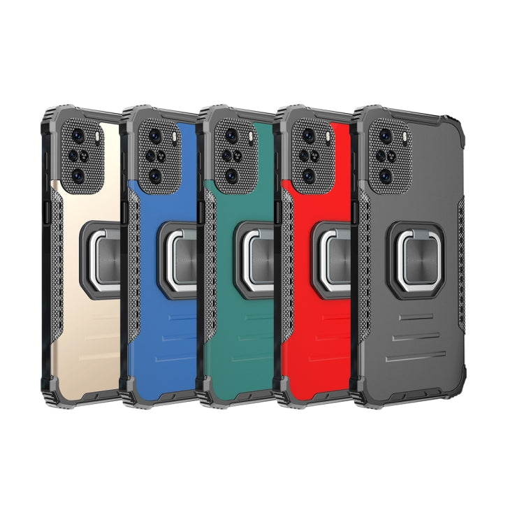 For Samsung Galaxy S21 FE Fierce Warrior Series Armor Aluminum Alloy + TPU Phone Case with Ring Holder