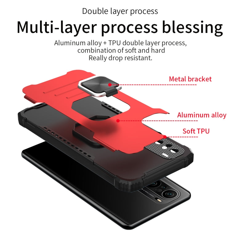For Samsung Galaxy S21 FE Fierce Warrior Series Armor Aluminum Alloy + TPU Phone Case with Ring Holder