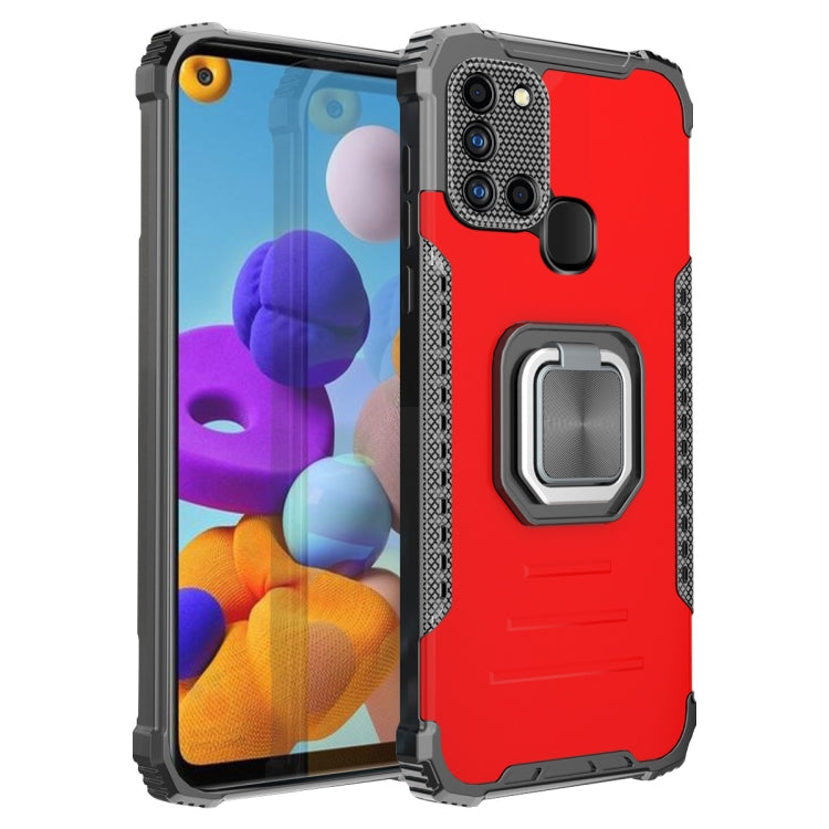 For Samsung Galaxy A21s Fierce Warrior Series Armor Aluminum Alloy + TPU Phone Case with Ring Holder