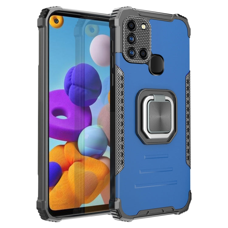 For Samsung Galaxy A21s Fierce Warrior Series Armor Aluminum Alloy + TPU Phone Case with Ring Holder