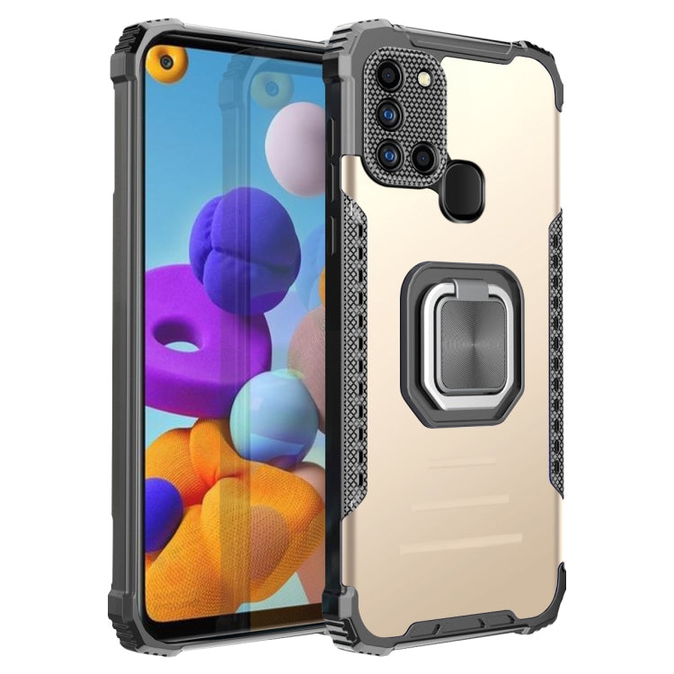 For Samsung Galaxy A21s Fierce Warrior Series Armor Aluminum Alloy + TPU Phone Case with Ring Holder