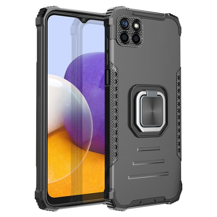 For Samsung Galaxy A22 5G Fierce Warrior Series Armor Aluminum Alloy + TPU Phone Case with Ring Holder