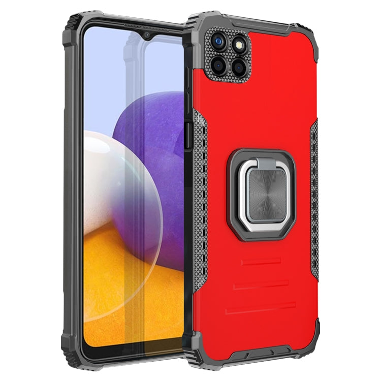 For Samsung Galaxy A22 5G Fierce Warrior Series Armor Aluminum Alloy + TPU Phone Case with Ring Holder
